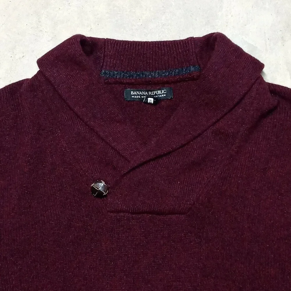 Lot of 2 Banana Republic Italian Merino Wool Sweaters Mens Large Shawl Collar